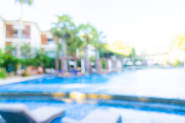 Seyahat ve tatil geçmişi için otel tatil beldesinde soyut bulanıklık ve açık yüzme havuzu