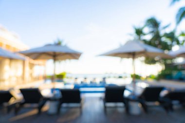 Seyahat ve tatil geçmişi için otel tatil beldesinde soyut bulanıklık ve açık yüzme havuzu