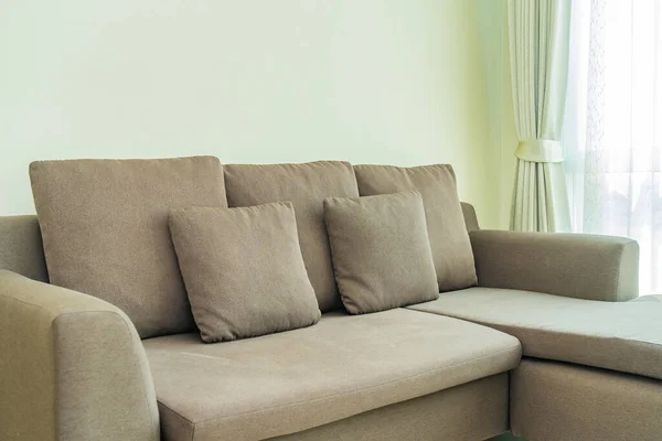 Kissen Auf Sofa Dekoration Innenraum Des Wohnzimmers — Stockfoto