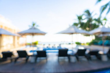 Seyahat ve tatil geçmişi için otel tatil beldesinde soyut bulanıklık ve açık yüzme havuzu
