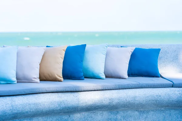 Pillow Chair Sofa Lounge Outdoor Patio Sea Ocean Beach View — Stock Photo, Image