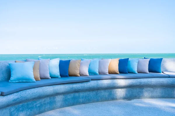 Pillow Chair Sofa Lounge Outdoor Patio Sea Ocean Beach View — Stock Photo, Image