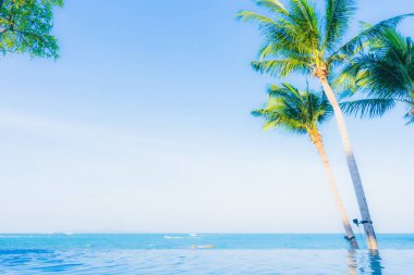 Tatilde tatil için otel tesisinde yüzme havuzunun güzel manzarası.