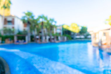 Seyahat ve tatil geçmişi için otel tatil beldesinde soyut bulanıklık ve açık yüzme havuzu