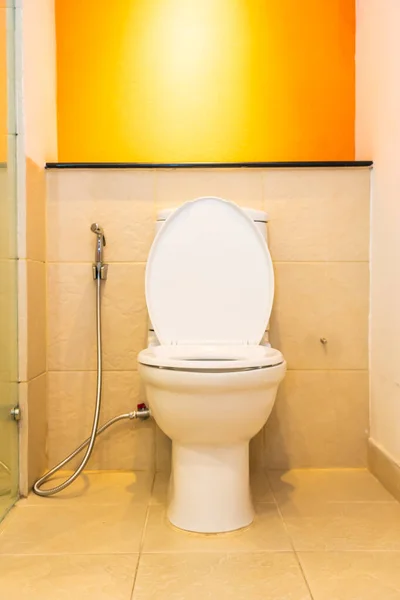 Branco Vaso Sanitário Assento Decoração Interior Banheiro — Fotografia de Stock