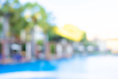 Seyahat ve tatil geçmişi için otel tatil beldesinde soyut bulanıklık ve açık yüzme havuzu
