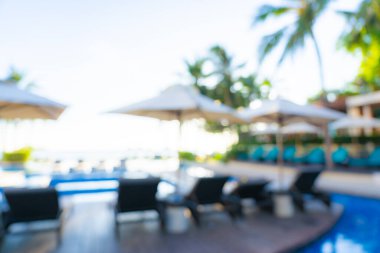 Seyahat ve tatil geçmişi için otel tatil beldesinde soyut bulanıklık ve açık yüzme havuzu