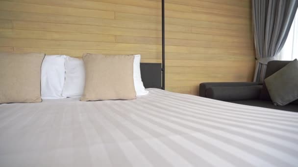 Imagens Luxo Mobilado Quarto Hotel — Vídeo de Stock