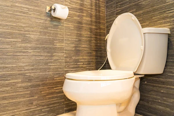 Tazón Baño Blanco Limpio Lujo Asiento Decoraion Interior Del Cuarto — Foto de Stock