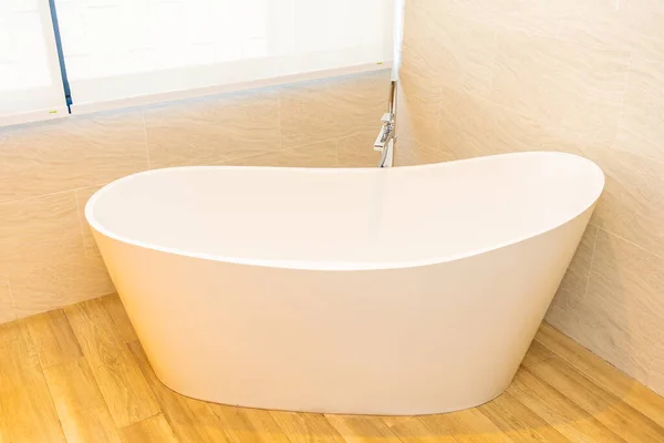 Saubere Weiße Leere Badewanne Dekoration Innenraum Des Badezimmers — Stockfoto