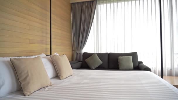 Imagens Luxo Mobilado Quarto Hotel — Vídeo de Stock