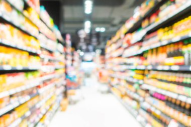Alış veriş merkezinin arka plandaki süpermarketinin soyut bulanıklığı ve defocus süpermarketi