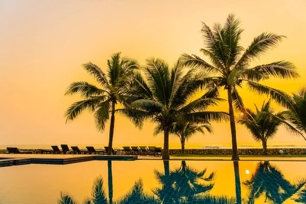 Schöne Natur Mit Palmen Rund Freibad Hotelresort Fast Meer Ozean — Stockfoto