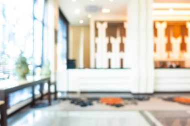 Arka plan için soyut bulanık otel ve lobi dekorasyonu