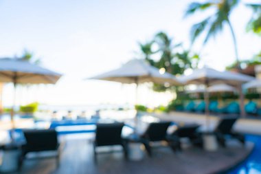 Seyahat ve tatil geçmişi için otel tatil beldesinde soyut bulanıklık ve açık yüzme havuzu