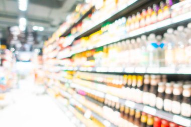 Alış veriş merkezinin arka plandaki süpermarketinin soyut bulanıklığı ve defocus süpermarketi