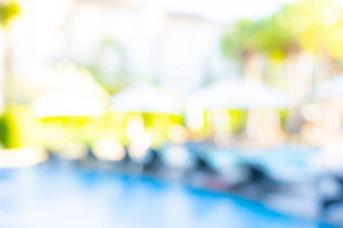 Seyahat ve tatil geçmişi için otel tatil beldesinde soyut bulanıklık ve açık yüzme havuzu
