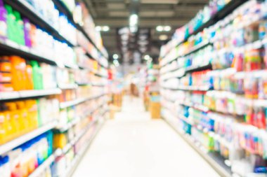 Alış veriş merkezinin arka plandaki süpermarketinin soyut bulanıklığı ve defocus süpermarketi