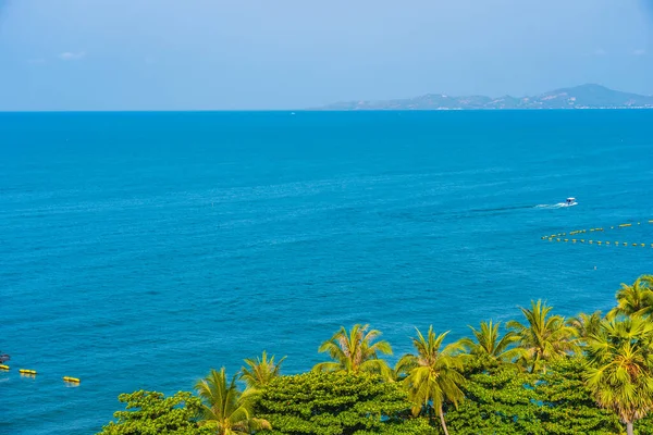 Hindistan Cevizi Palmiyesi Etrafındaki Deniz Okyanusu Koyunun Güzel Tropikal Doğası — Stok fotoğraf