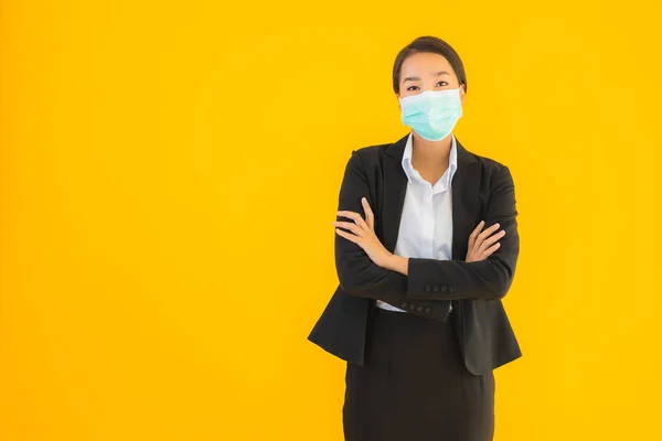 Retrato Hermosa Joven Negocio Asiático Mujer Usar Máscara Para Proteger — Foto de Stock