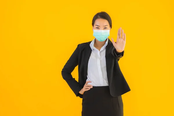 Retrato Hermosa Joven Negocio Asiático Mujer Usar Máscara Para Proteger — Foto de Stock