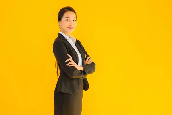 Mooi Portret Jong Bedrijf Aziatische Vrouw Gelukkig Glimlach Veel Actie — Stockfoto