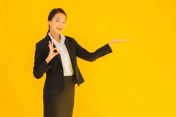 Mooi Portret Jong Bedrijf Aziatische Vrouw Gelukkig Glimlach Veel Actie — Stockfoto