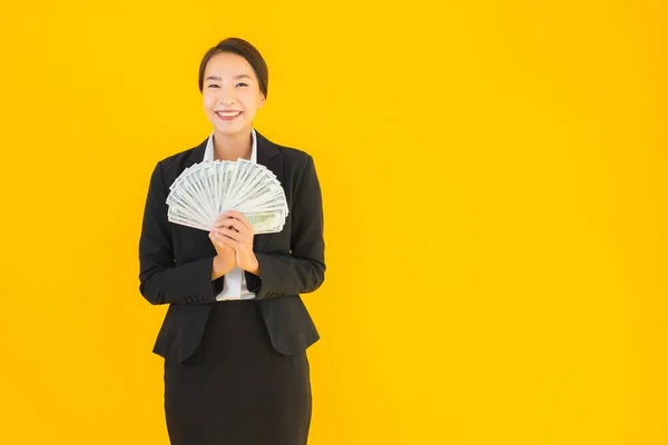 Schöne Porträt Junge Asiatische Frau Mit Einer Menge Monet Bargeld — Stockfoto