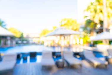 Seyahat ve tatil geçmişi için otel tatil beldesinde soyut bulanıklık ve açık yüzme havuzu