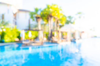 Seyahat ve tatil geçmişi için otel tatil beldesinde soyut bulanıklık ve açık yüzme havuzu