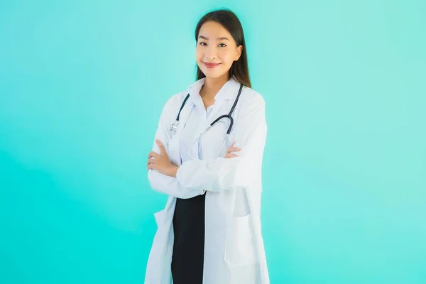 Porträt Schöne Junge Asiatische Arzt Asiatische Frau Arbeit Der Klinik — Stockfoto