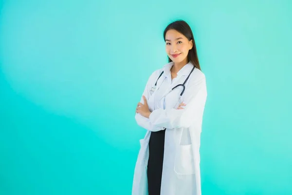 Porträt Schöne Junge Asiatische Arzt Asiatische Frau Arbeit Der Klinik — Stockfoto