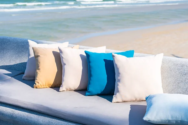 Kussen Stoel Sofa Lounge Rond Patio Met Zeezicht Het Strand — Stockfoto