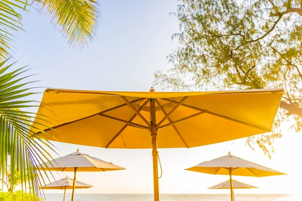 Umbrella Chair Beach Sea Ocean Sunset Sunrise Time Travel Vacation — Stock Photo, Image