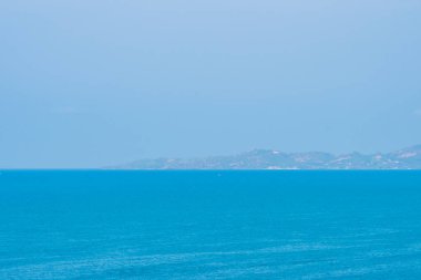 Hindistan cevizi palmiyesi etrafındaki deniz okyanusu koyunun güzel tropikal doğası tatil için.