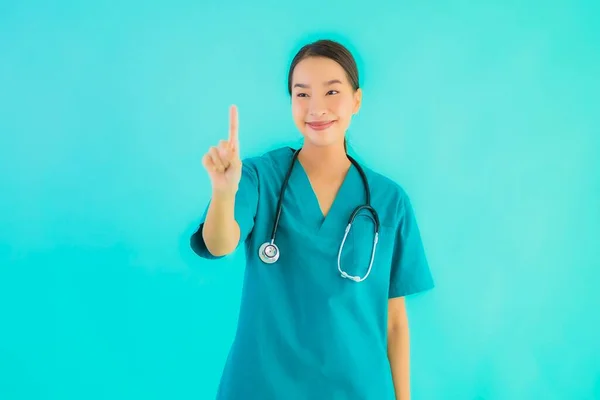 Ritratto Bella Giovane Medico Asiatico Donna Felice Sorriso Lavoro Ospedale — Foto Stock