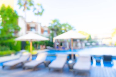 Seyahat ve tatil geçmişi için otel tatil beldesinde soyut bulanıklık ve açık yüzme havuzu
