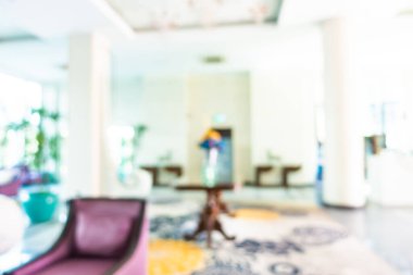 Arka plan için soyut bulanık otel ve lobi dekorasyonu