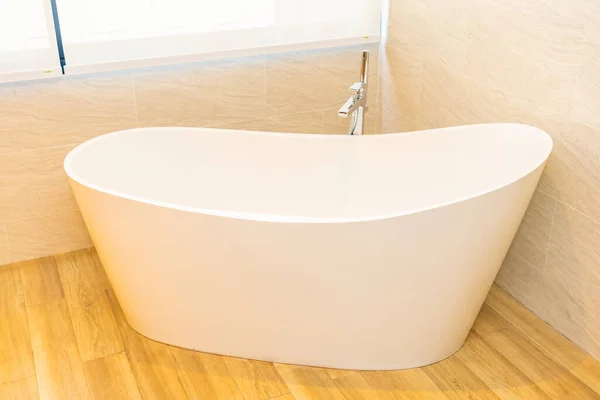 Saubere Weiße Leere Badewanne Dekoration Innenraum Des Badezimmers — Stockfoto