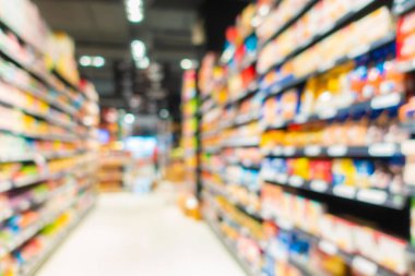 Alış veriş merkezinin arka plandaki süpermarketinin soyut bulanıklığı ve defocus süpermarketi