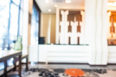 Arka plan için soyut bulanık otel ve lobi dekorasyonu