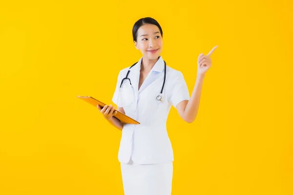 Retrato Hermosa Joven Asiática Mujer Tailandesa Enfermera Sonrisa Feliz Listo — Foto de Stock