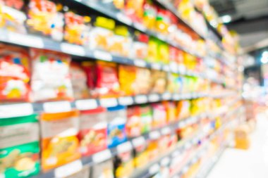 Alış veriş merkezinin arka plandaki süpermarketinin soyut bulanıklığı ve defocus süpermarketi