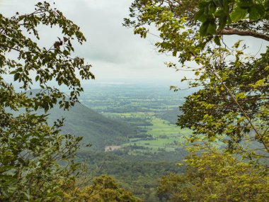 Tayland 'ın Sukhothai bölgesindeki Ramkhamhaeng Ulusal Parkı' ndaki Khao Luang Dağı 'nın zirvesine doğru güzel bir manzara.