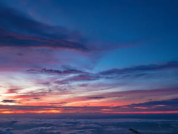 Beau Ciel Levant Avec Mer Brouillard Matin Sur Montagne Khao — Photo