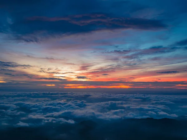 Hermoso Cielo Del Amanecer Con Mar Niebla Mañana Montaña Khao — Foto de Stock