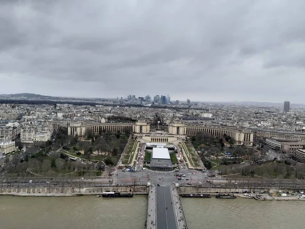 Вид Париж Ейфелевої Вежі Будинки Дороги — стокове фото