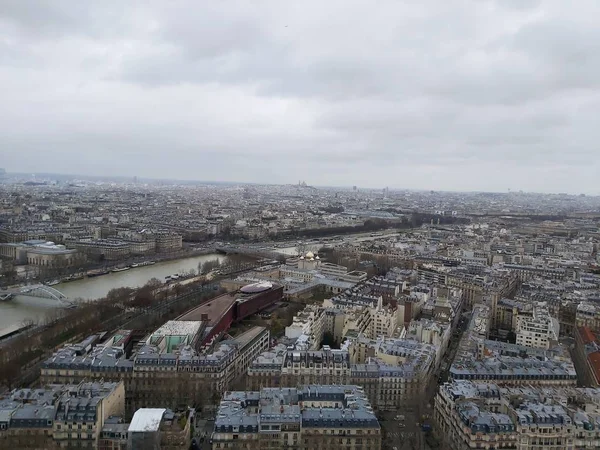 Vista París Desde Torre Eiffel Casas Caminos — Foto de Stock