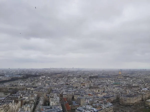 Vista París Desde Torre Eiffel Casas Caminos — Foto de Stock
