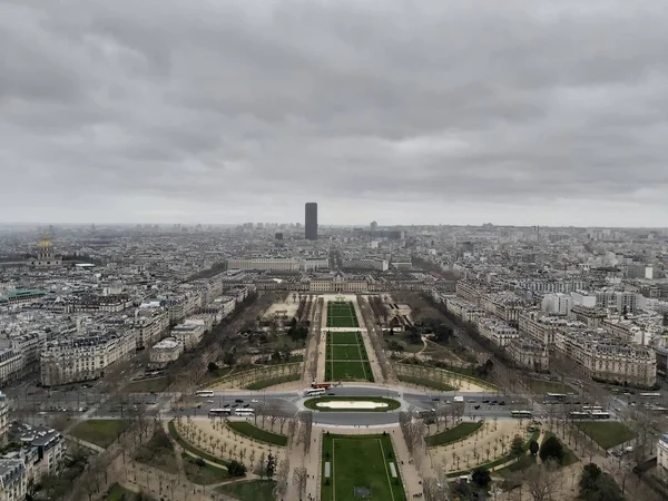Вид Париж Ейфелевої Вежі Будинки Дороги — стокове фото